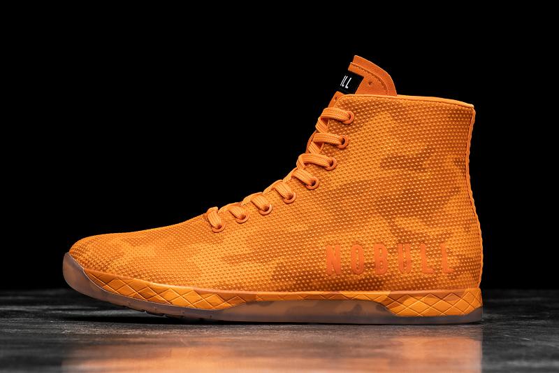 Orange Nobull High-Top Neon Orange Camo Men\'s Trainers | CA K1488O